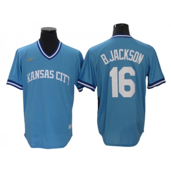 Kansas City Royals #16 Bo Jackson Vintage Light Blue Jersey