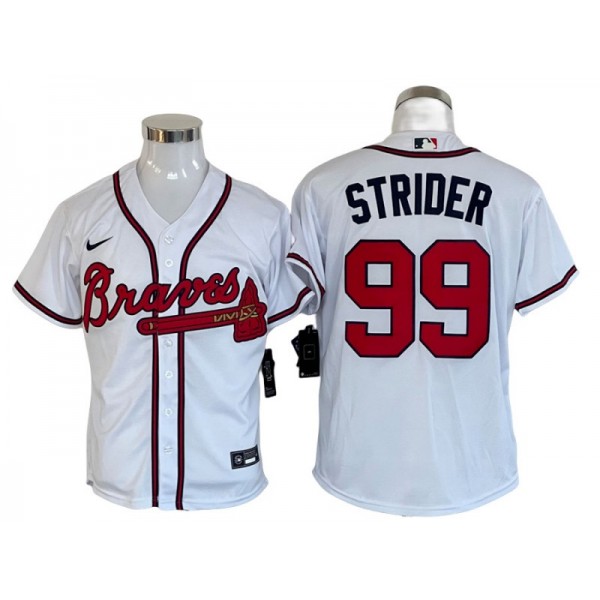 Atlanta Braves #99 Spencer Strider White Cool Base Jersey