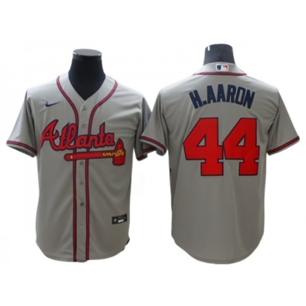 Atlanta Braves #44 Hank Aaron Gray Cool Base Jersey