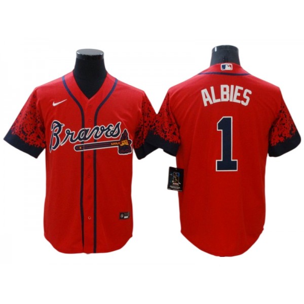 Atlanta Braves #1 Ozzie Albies Red Drift Cool Base Jersey