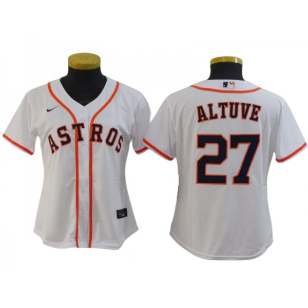 Houston Astros #27 Jose Altuve Women's White Cool Base Jersey