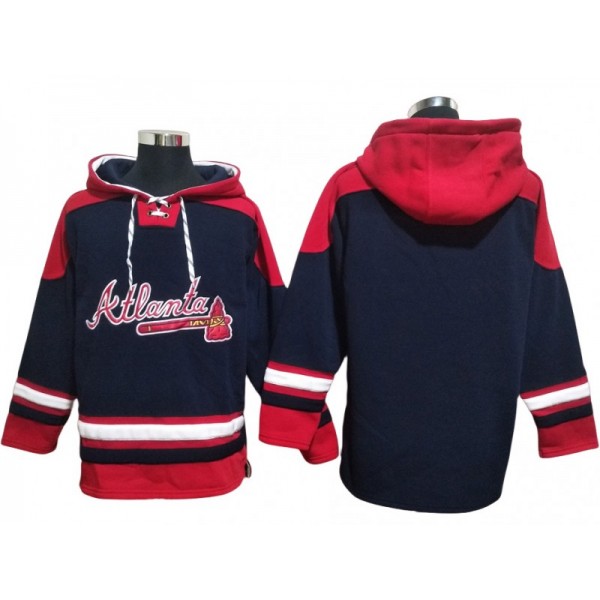 Atlanta Braves Navy Pullover Hoodie Jersey