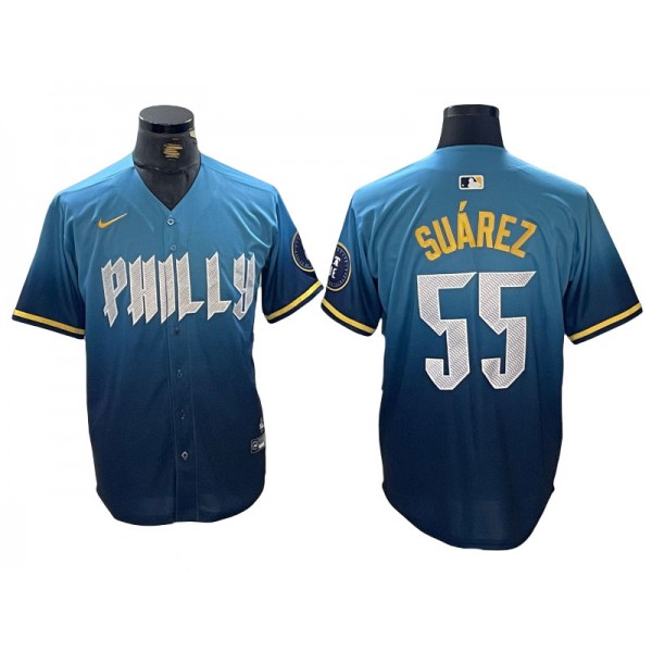 Philadelphia Phillies #55 Ranger Suárez Blue 2024 City Connect Limited Jersey