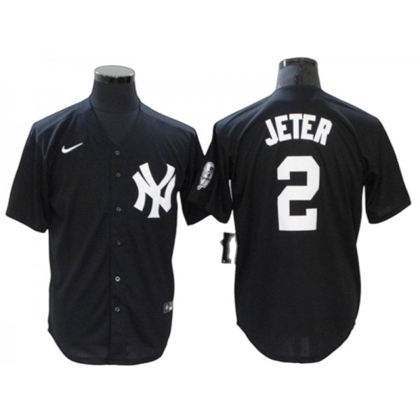 New York Yankees #2 Derek Jeter Black Fashion Cool Base Jersey