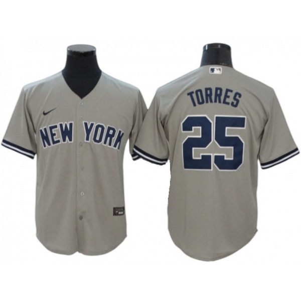 New York Yankees #25 Gleyber Torres Gray Cool Base Player Name Jersey