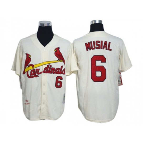 St. Louis Cardinals #6 Stan Musial Cream Throwback Jersey