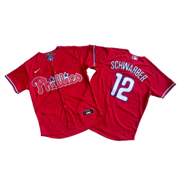 Philadelphia Phillies #12 Kyle Schwarber Red Cool Base Jersey