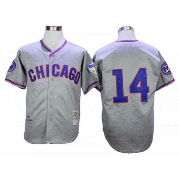 Chicago Cubs #14 Ernie Banks Gray 1968 Throwback Jersey