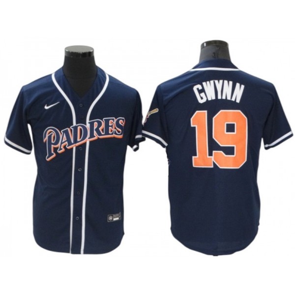 San Diego Padres #19 Tony Gwynn Navy Vintage Jersey