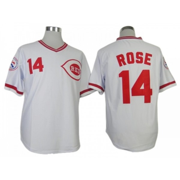 Cincinnati Reds #14 Pete Rose White 1976 Throwback Jersey