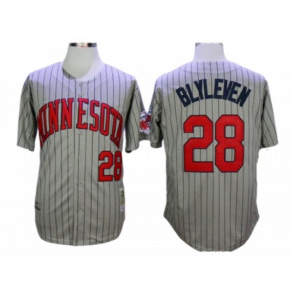 Minnesota Twins #28 Bert Blyleven Grey Stripe 1987 Throwback Jersey