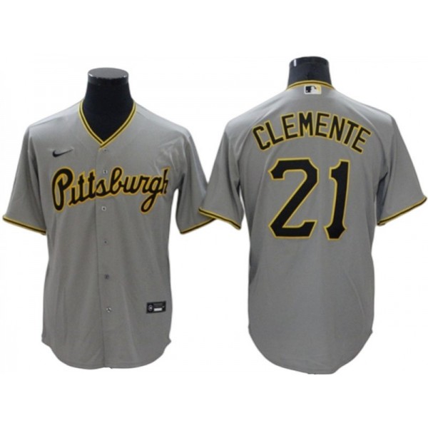 Pittsburgh Pirates #21 Roberto Clemente Gray Road Cool Base Jersey