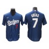 Los Angeles Dodgers #7 Julio Urías Blue Pinstripe Cool Base Jersey