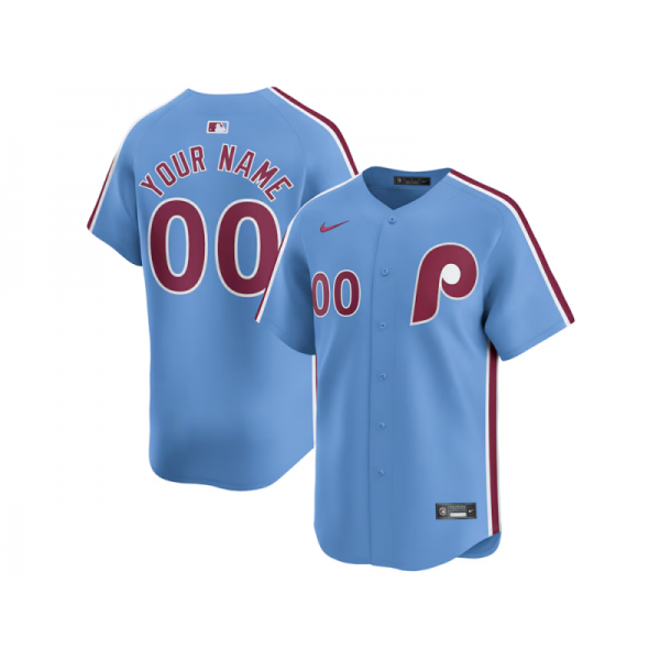 Philadelphia Phillies #00 Light Blue Alternate Limited Custom Jersey