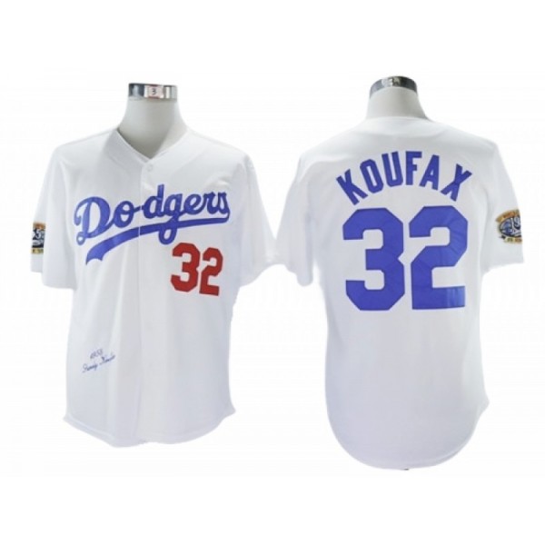 Los Angeles Dodgers #32 Sandy Koufax White 1958 Throwback Jersey