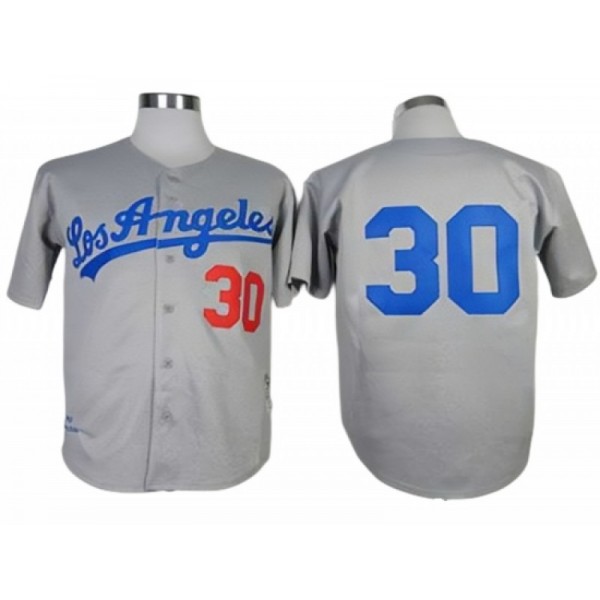 Los Angeles Dodgers #30 Maury Wills Gray 1963 Throwback Jersey