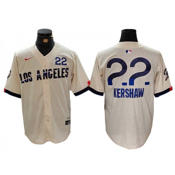 Los Angeles Dodgers #22 Clayton Kershaw Cream 2024 City Connect Limited Jersey