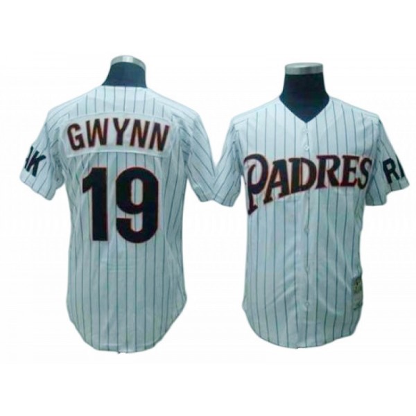 San Diego Padres #19 Tony Gwynn White 1987 Throwback Jersey