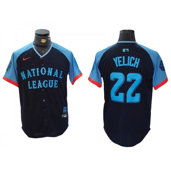 National League #22 Christian Yelich Navy 2024 MLB All-Star Game Limited Jersey