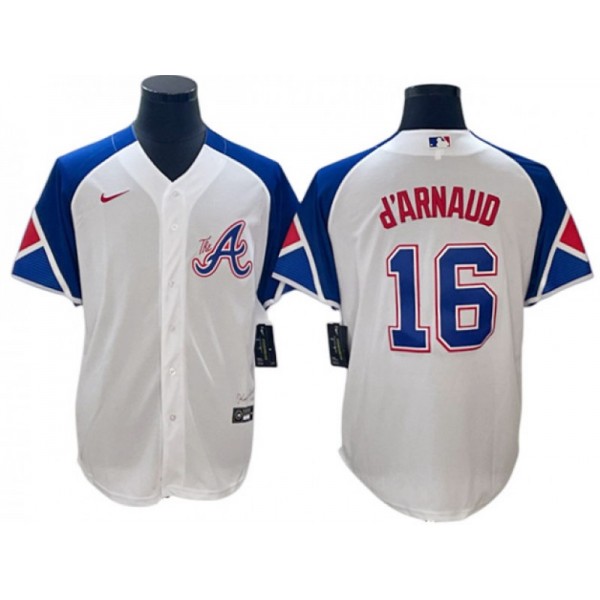 Atlanta Braves #16 Travis d'Arnaud White 2023 City Connect Jersey