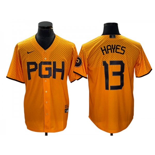 Pittsburgh Pirates #13 Ke'Bryan Hayes Gold City Connect Jersey