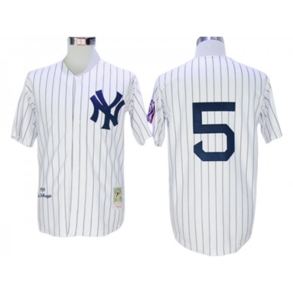 New York Yankees #5 Joe DiMaggio White Throwback Jersey