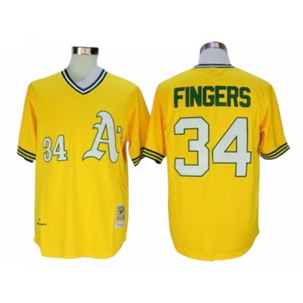 Oakland Athletics #34 Rollie Fingers Gold 1972 Throwback Jersey