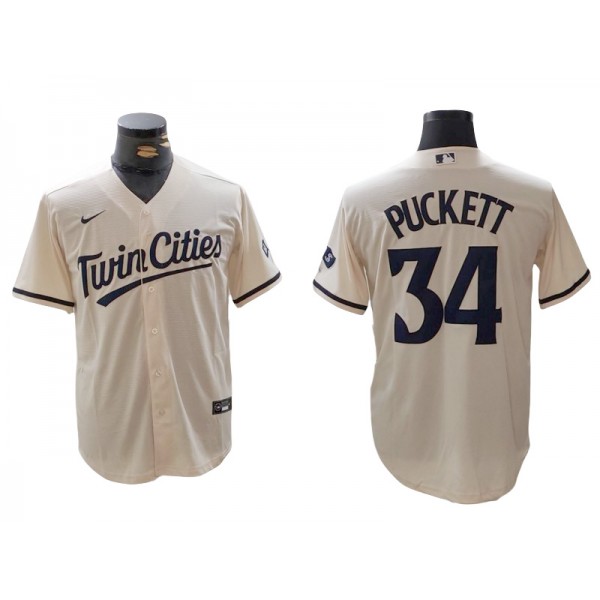 Minnesota Twins #34 Kirby Puckett Cream Alternate Jersey