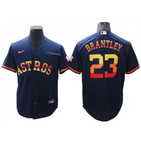 Houston Astros #23 Michael Brantley Navy Rainbow Cool Base Jersey