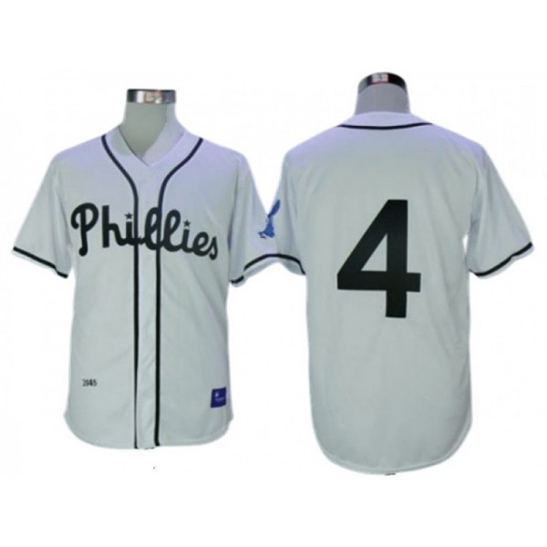 Philadelphia Phillies #4 Jimmie Foxx White 1945 Throwback Jersey