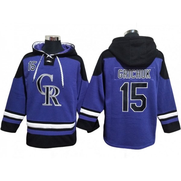 Colorado Rockies #15 Randal Grichuk Purple Pullover Hoodie Jersey