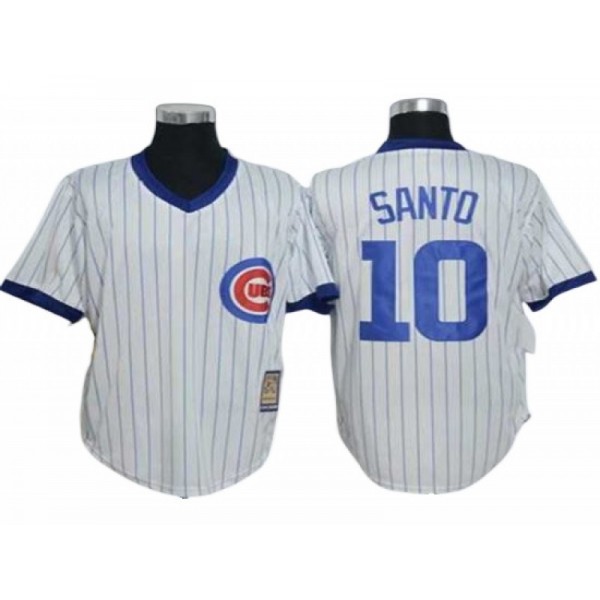 Chicago Cubs #10 Ron Santo White Cooperstown Collection Throwback Jersey