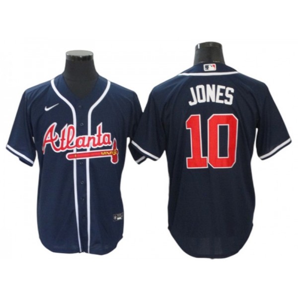 Atlanta Braves #10 Chipper Jones Navy Alternate Cool Base Jersey