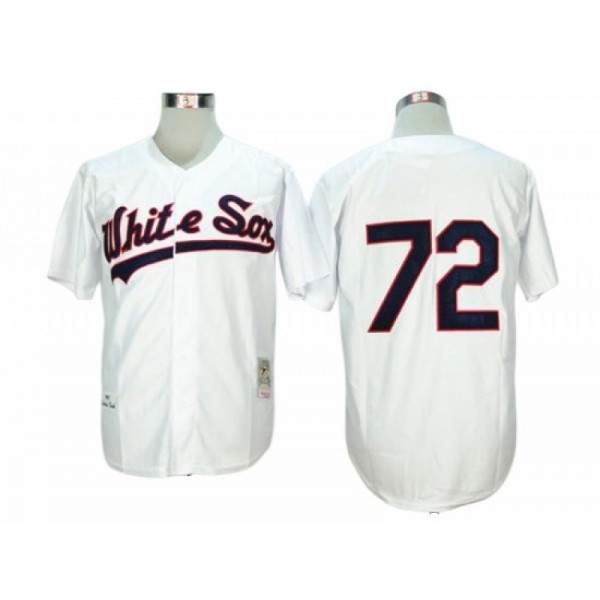 Chicago White Sox #72 Carlton Fisk White 1990 Throwback Jersey