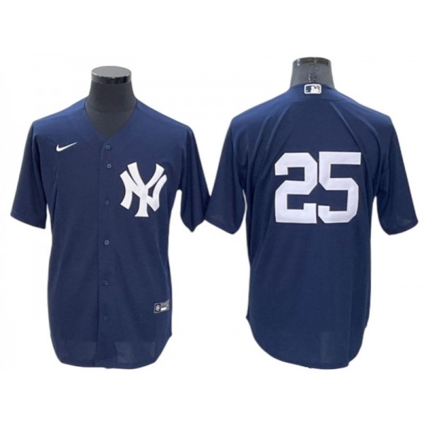 New York Yankees #25 Gleyber Torres Navy Cool Base Jersey