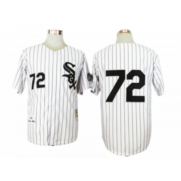 Chicago White Sox #72 Carlton Fisk White Stripe 1993 Throwback Jersey