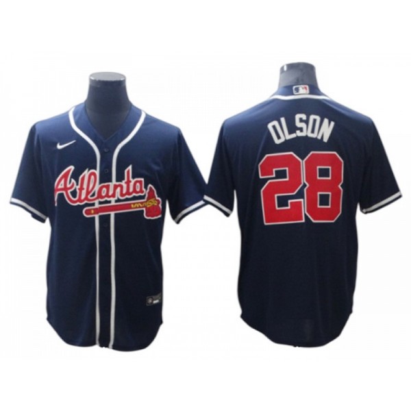 Atlanta Braves #28 Matt Olson Navy Alternate Cool Base Jersey