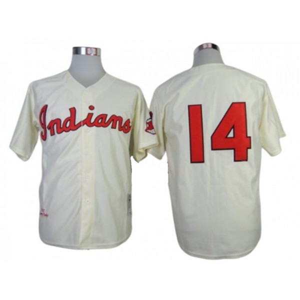 Cleveland Indians #14 Larry Doby Cream 1951 Throwback Jersey