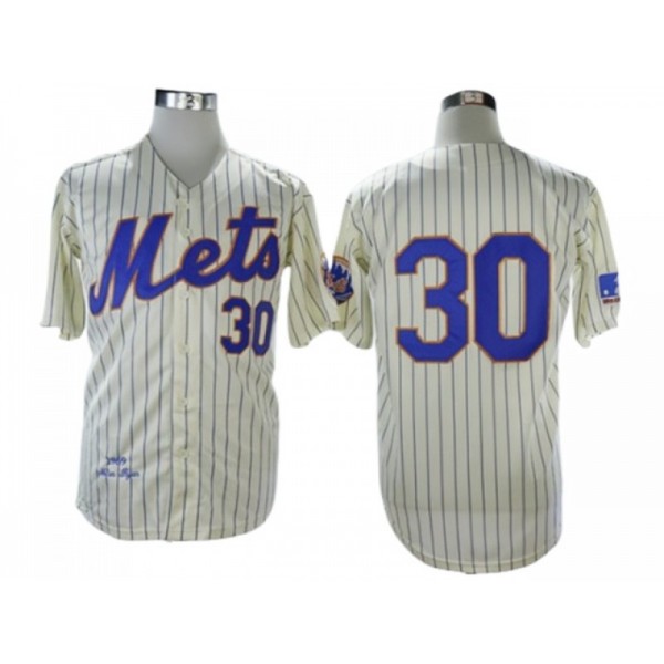 New York Mets #30 Nolan Ryan Cream 1969 Throwback Jersey