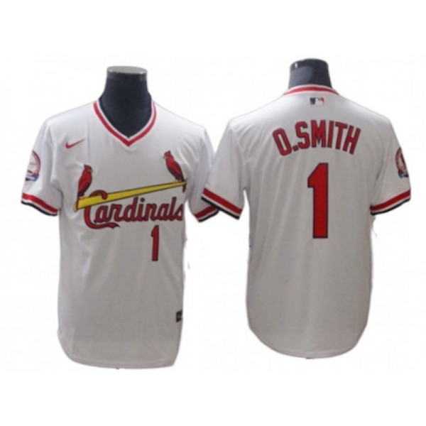 St. Louis Cardinals #1 Ozzie Smith Vintage White Jersey