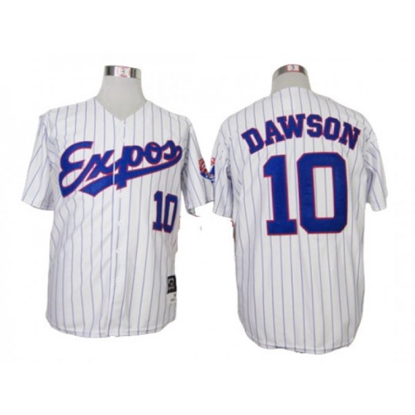 Montreal Expos #10 Andre Dawson White Stripe Throwback Jersey