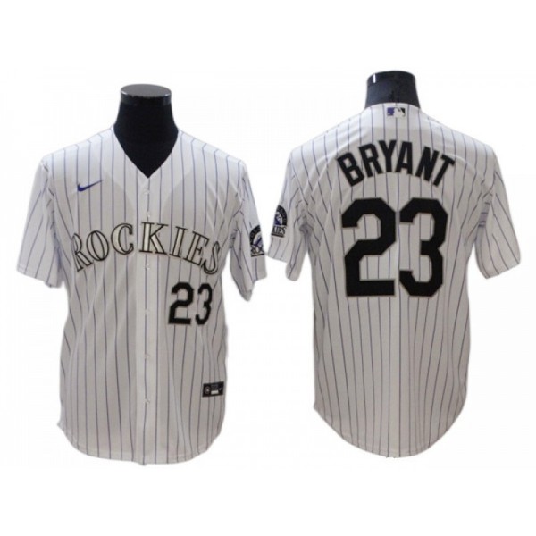 Colorado Rockies #23 Kris Bryant White Home Cool Base Jersey