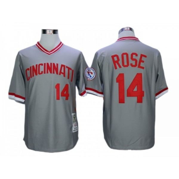 Cincinnati Reds #14 Pete Rose Gray 1976 Throwback Jersey