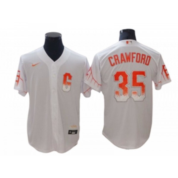 San Francisco Giants #35 Brandon Crawford White City Connect Cool Base Jersey