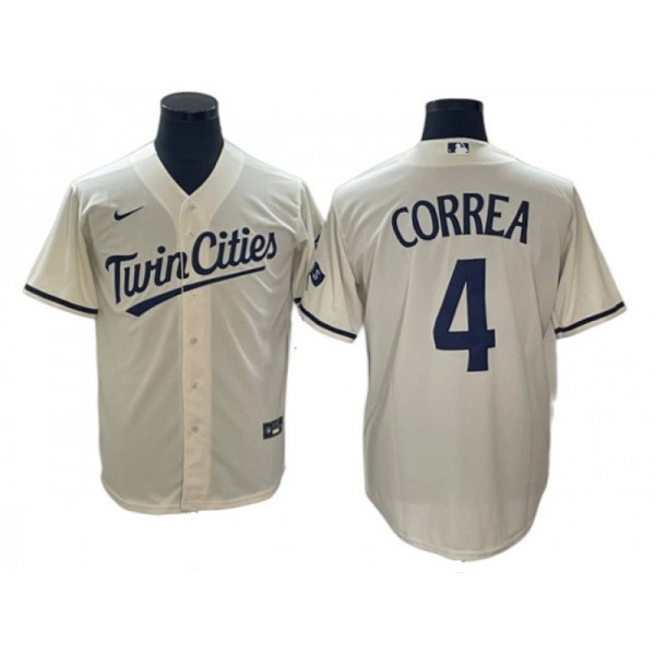 Minnesota Twins #4 Carlos Correa Cream Alternate Cool Base Jersey