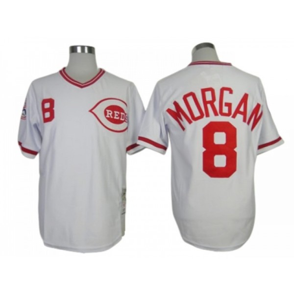 Cincinnati Reds #8 Joe Morgan White 1975 Throwback Jersey