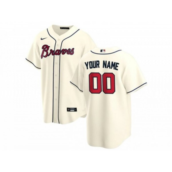 Atlanta Braves #00 Cream Cool Base Custom Jersey