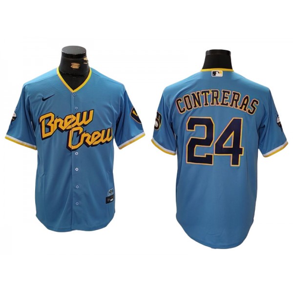 Milwaukee Brewers #24 William Contreras Powder Blue City Connect Jersey