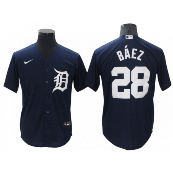 Detroit Tigers #28 Javier Baez Navy Alternate Cool Base Jersey