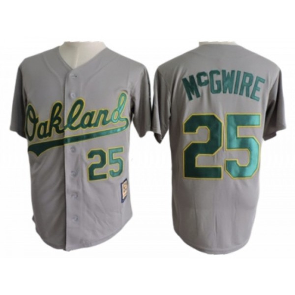 Oakland Athletics #25 Mark McGwire Gray Cooperstown Collection Throwback Jersey